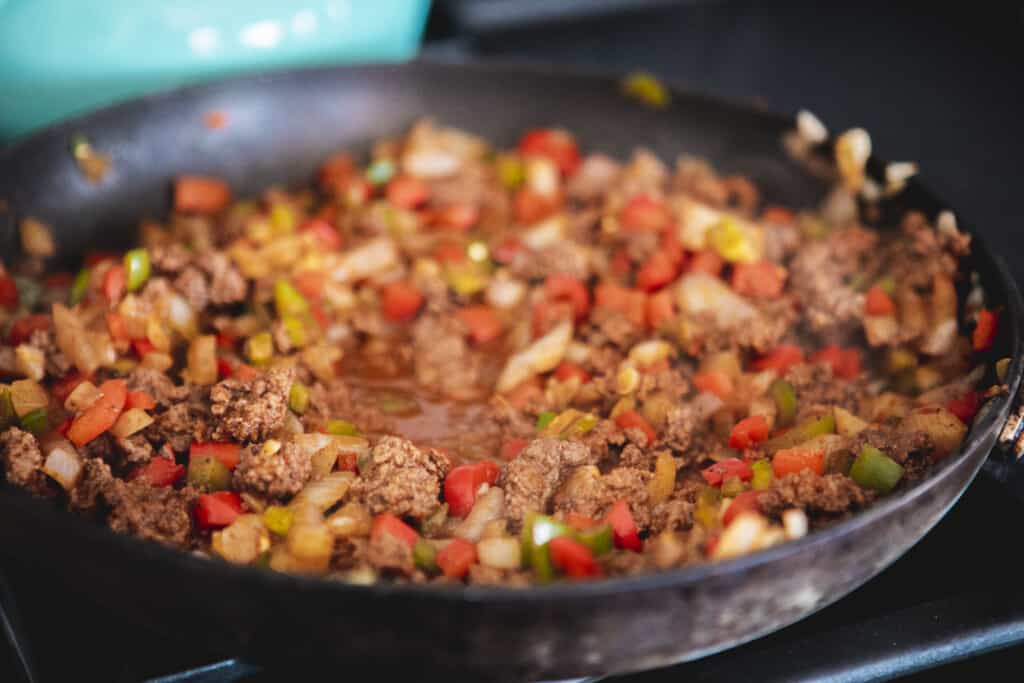 Base of chili is cooked and ready for a pot.