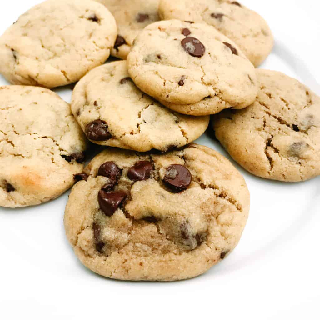Quick Classic Chocolate Chip Cookies, warm and fresh from the oven.
