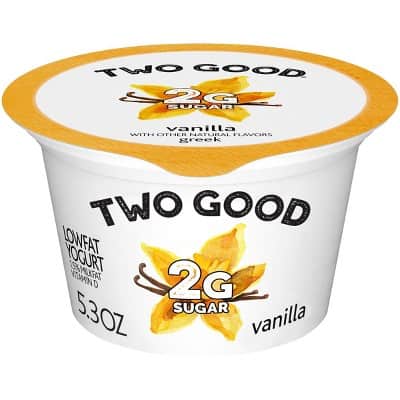 Bowl of Two Good vanilla yogurt.